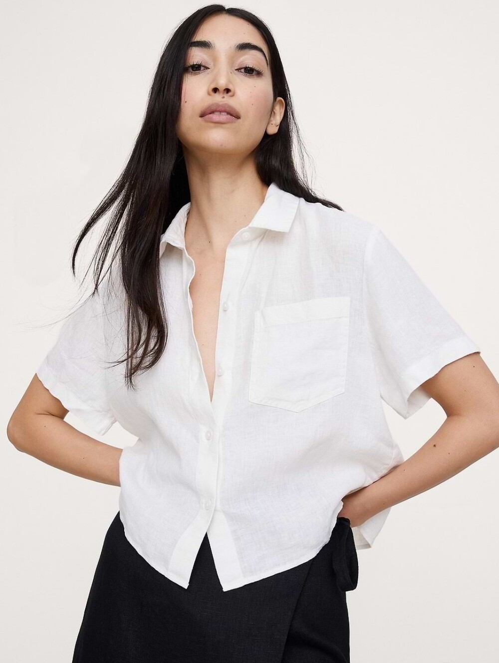 Madewell White Short Sleeve Button Down Shirt Top NWT Classic 100% Cotton Boxy M